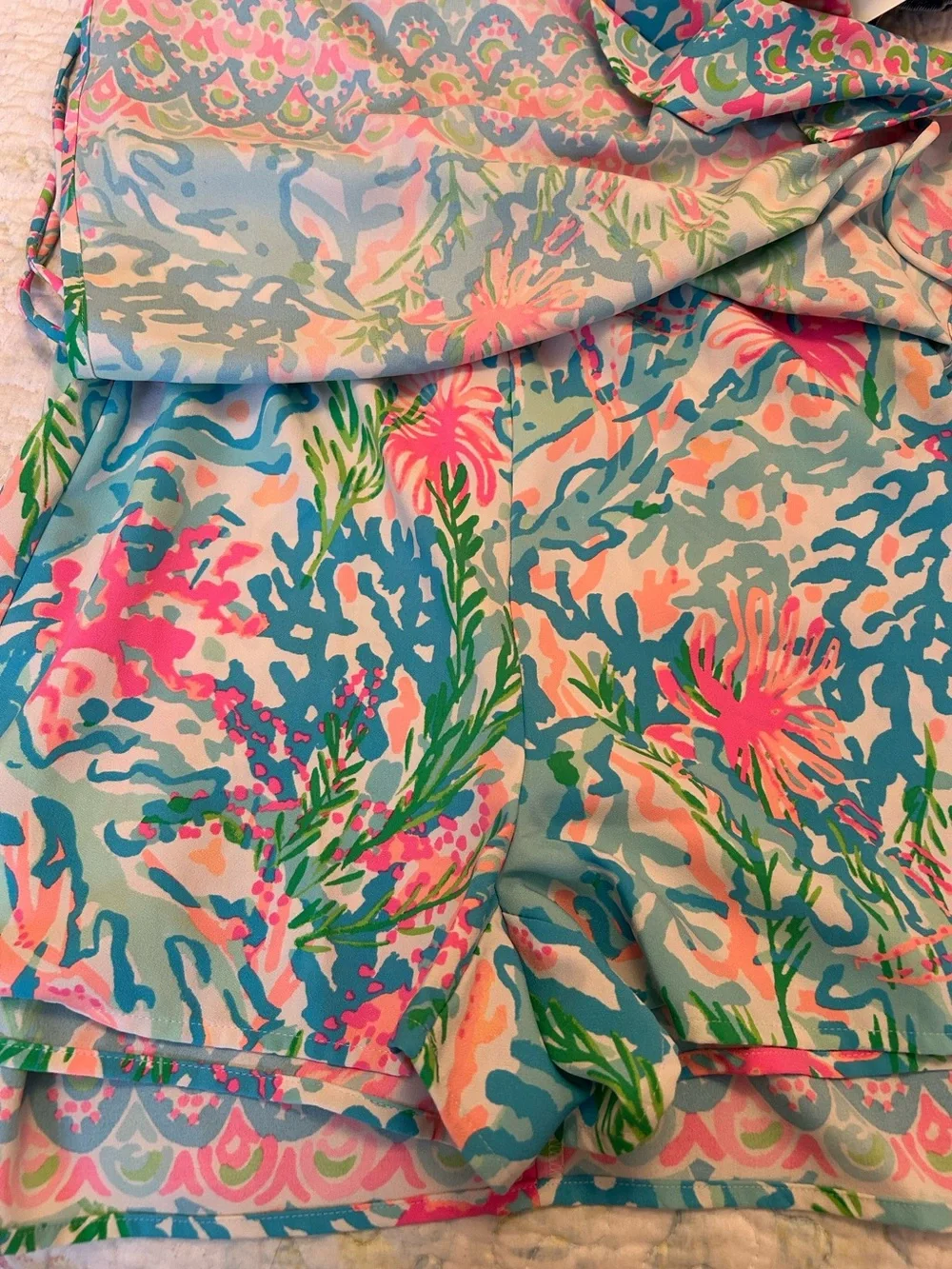 Lilly Pulitzer Blanca Stretch Romper Coral Bay Dress Built-in Shorts - Picture 4 of 6